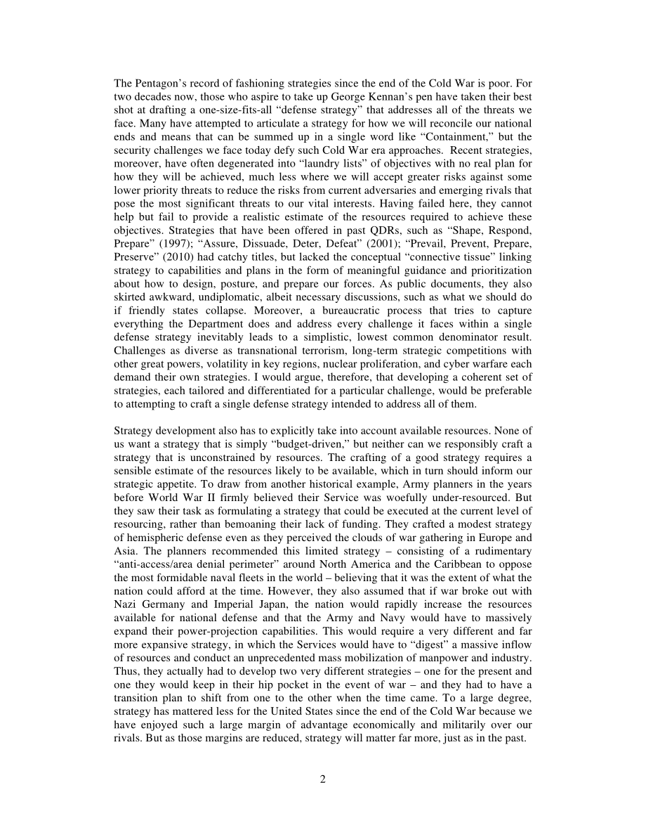 CSBA_20130226_四年防务评估：过程、政策和前景.pdf_第2页