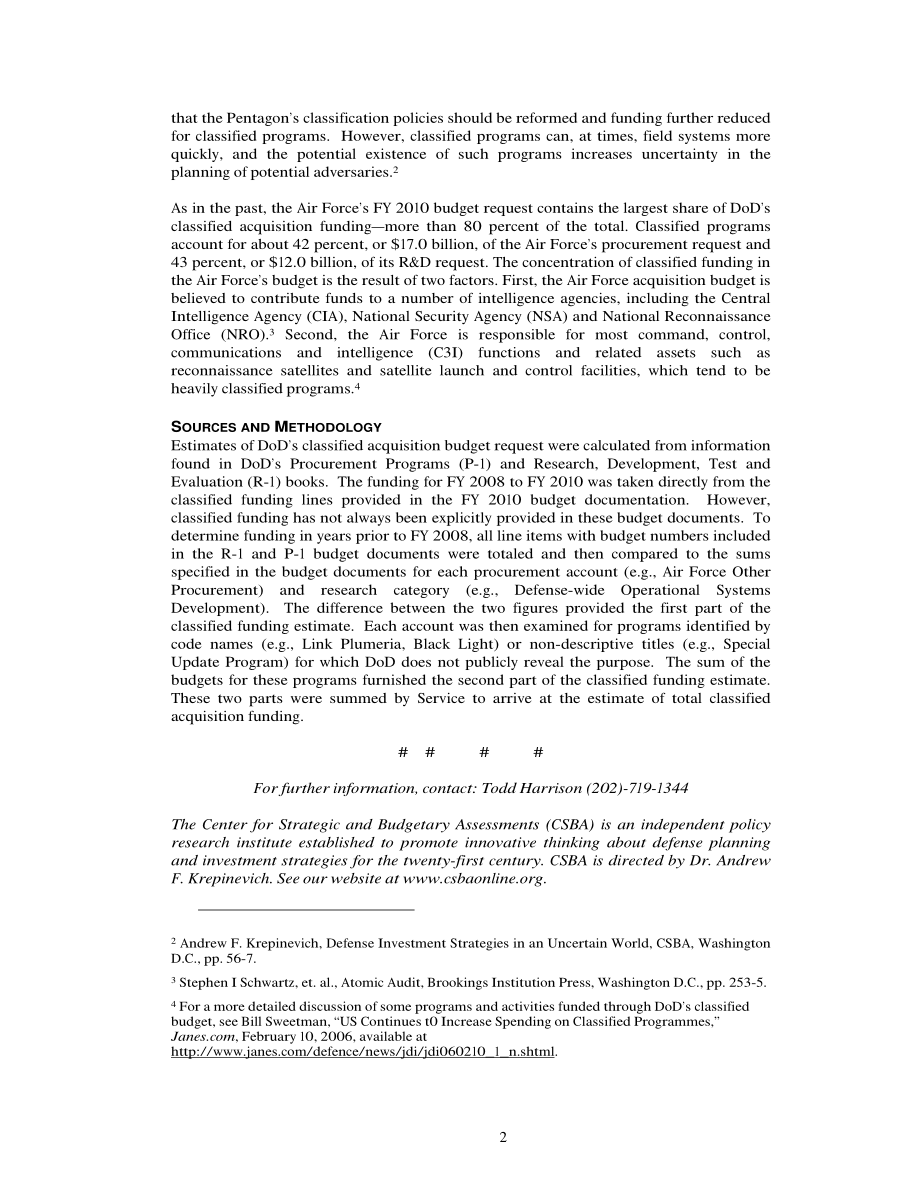 CSBA_20090812_2010财政年度国防预算请求中的机密资金.pdf_第2页