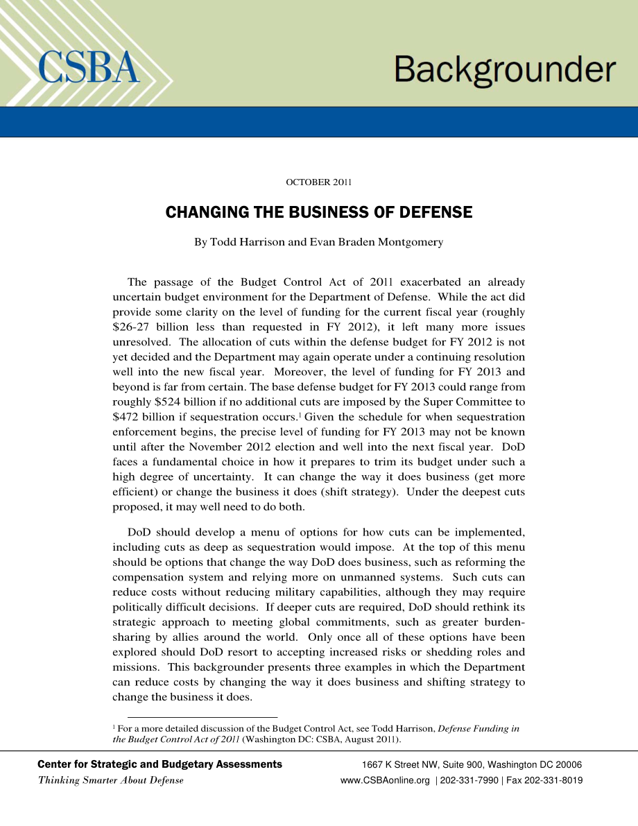 CSBA_20111018_改变国防业务.pdf_第1页