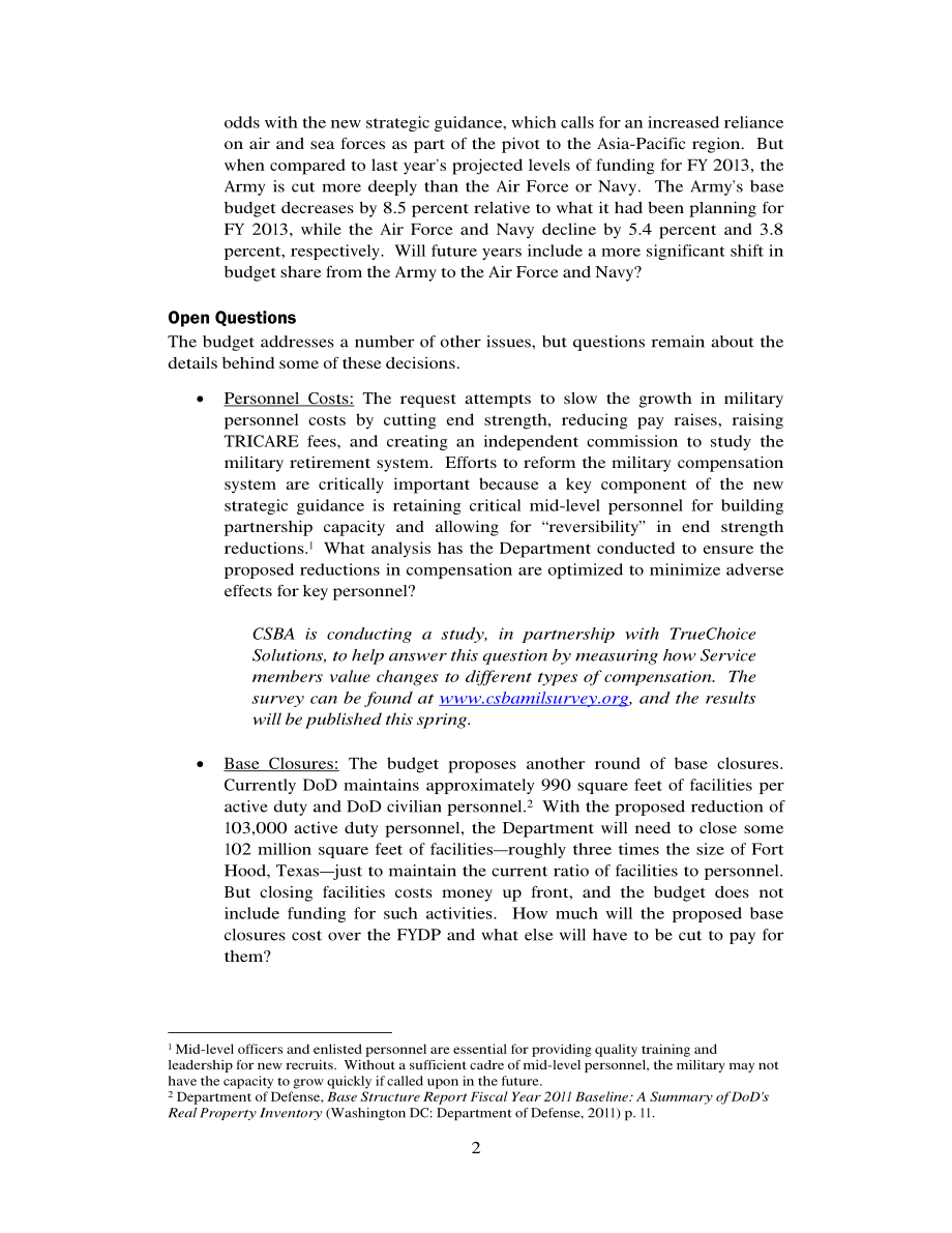 CSBA_20120213_2013财年国防预算：持续还是变化？.pdf_第2页