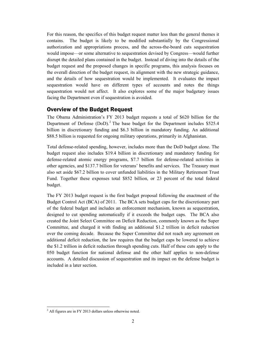 CSBA_20120824_2013财年国防预算和自动减支分析.pdf_第2页