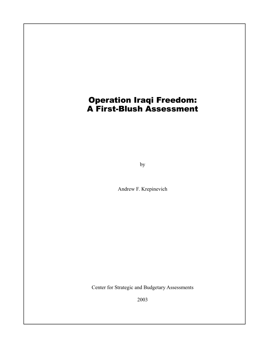 CSBA_20030916_伊拉克自由行动：初步评估.pdf_第3页