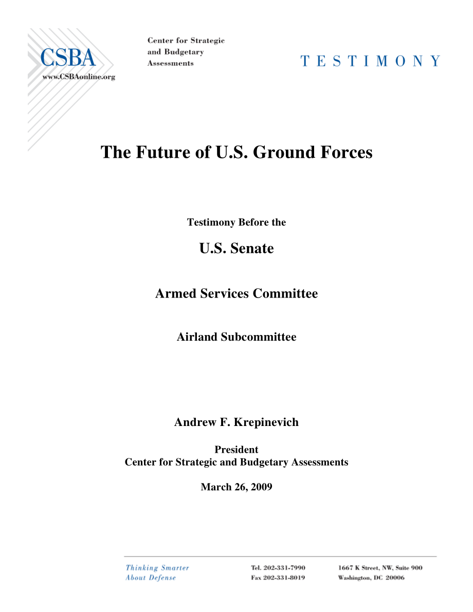 CSBA_20090326_美国地面部队的未来.pdf_第1页
