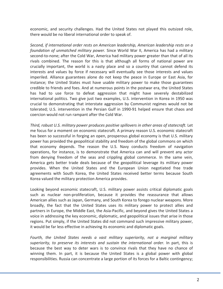 CSBA_20180926_在众议院军事委员会面前的声明：国防对经济、外交和国际秩序的影响.pdf_第2页