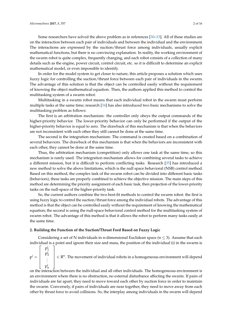基于模糊逻辑零-空间行为控制的蜂群机器人多任务系统；文章_第2页
