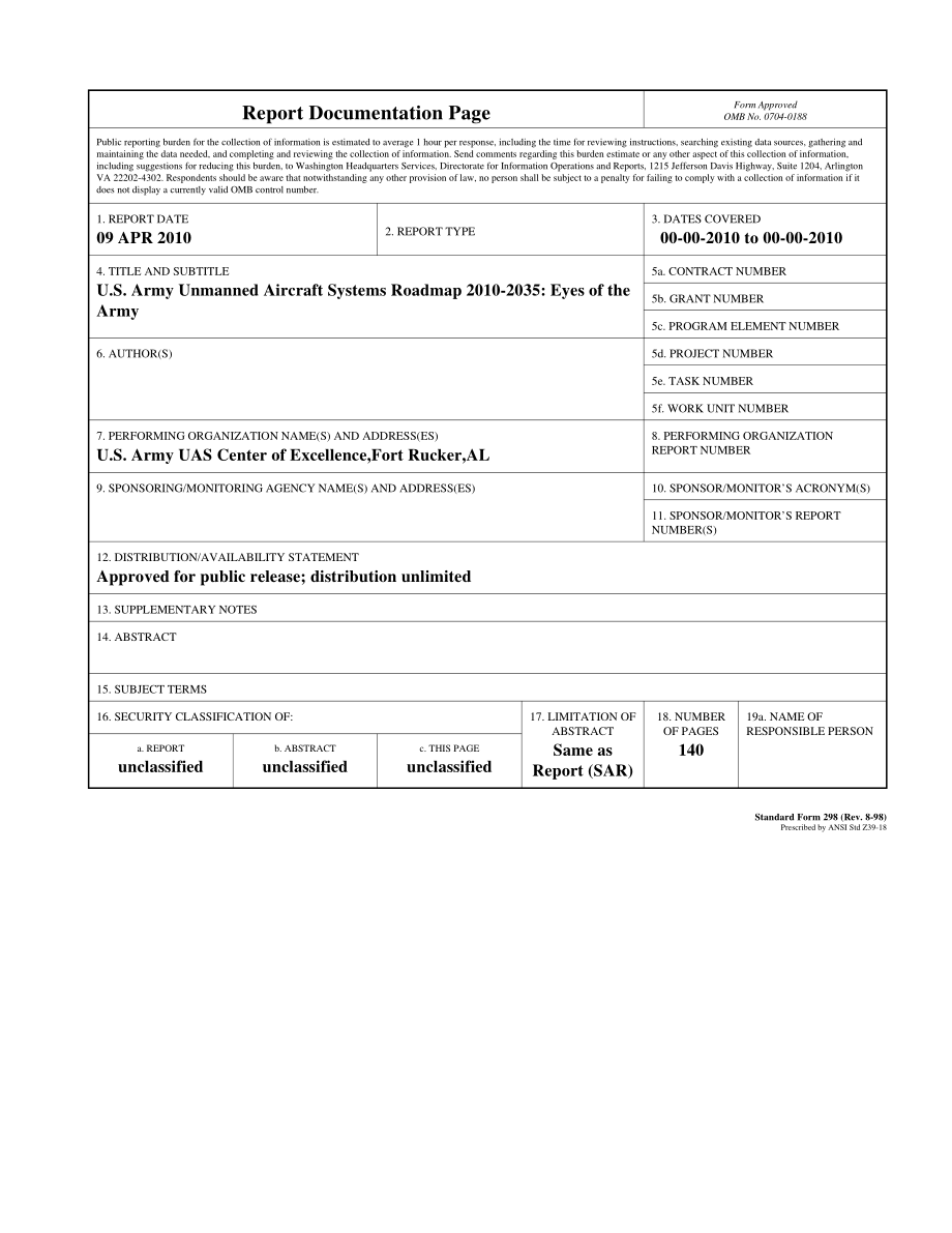 ADA518437_美国陆军无人驾驶飞机系统路线图2010-2035：眼睛_第2页