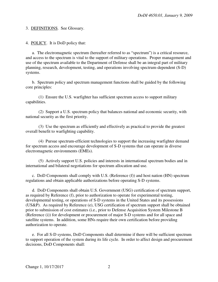 DoDI 4650.01 电磁频谱管理和使用政策与程序.pdf_第2页