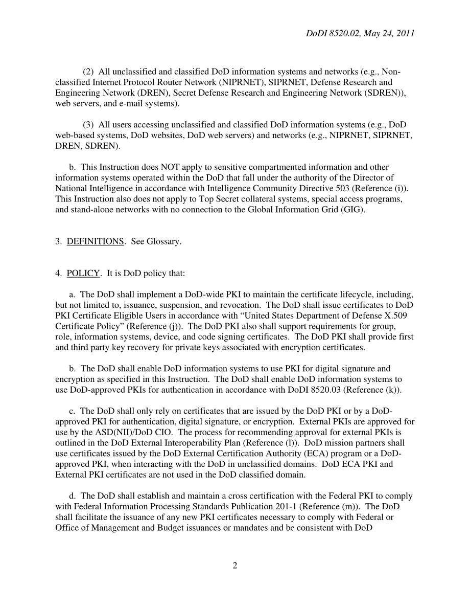 DoDI 8520.02 公共密钥基础设施（PKI）和公共密钥（PK）启用.pdf_第2页