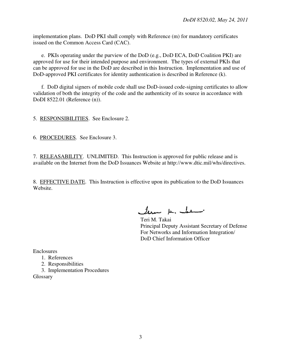 DoDI 8520.02 公共密钥基础设施（PKI）和公共密钥（PK）启用.pdf_第3页