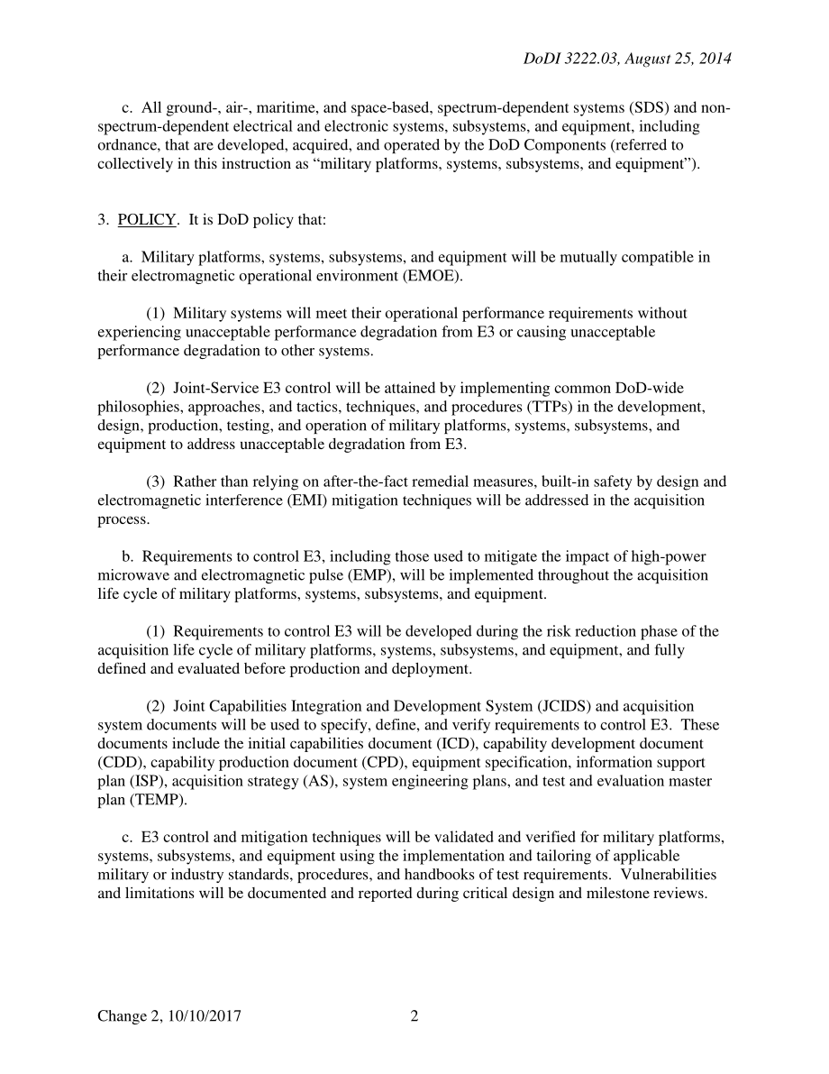 DoDI 3222.03 电磁环境效应（E3）项目.pdf_第2页