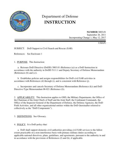 DoDI 3003.01 国防部支持民用搜索和救援（SAR）.pdf