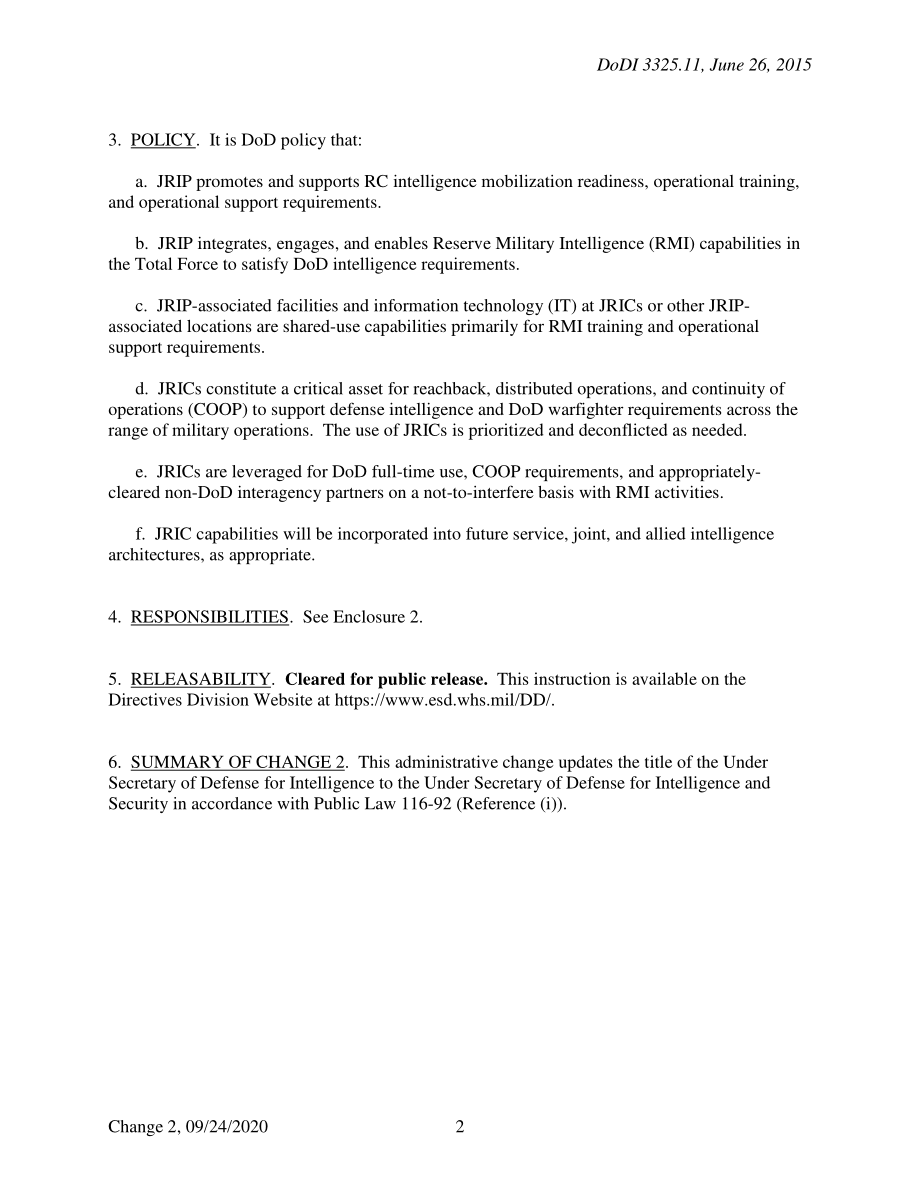 DoDI 3325.11 联合后备情报计划（JRIP）的管理.pdf_第2页