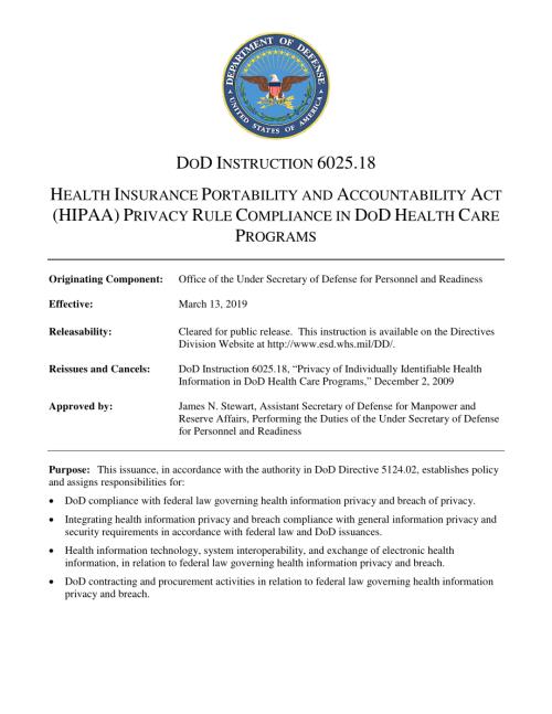 DoDI 6025.18 健康保险流通与责任法案（HIPAA）国防部医疗保健计划中的隐私规则合规性.pdf