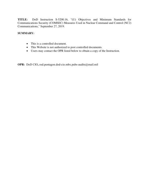 DoDI S-5200.16 （u）用于核指挥和控制（NC2）通信的通信安全（COMSEC）措施的目标和最低标准.pdf