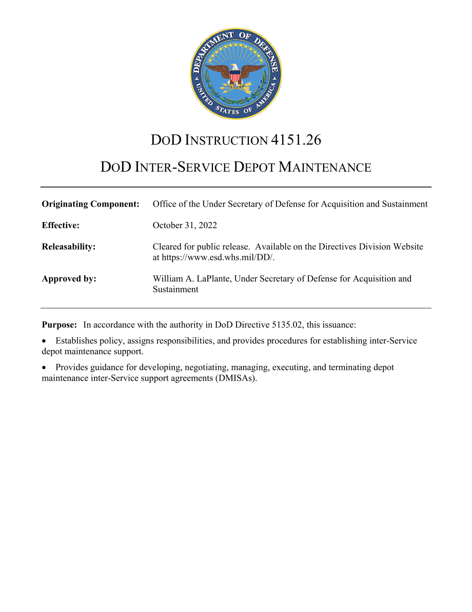DoDI 4151.26 国防部军种间仓库维护.pdf_第1页