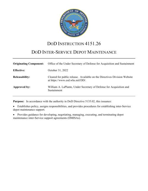 DoDI 4151.26 国防部军种间仓库维护.pdf