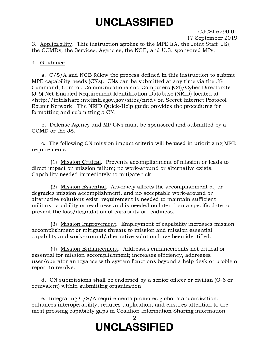 CJCSI 6290.01  使命伙伴环境的需求管理程序.pdf_第2页