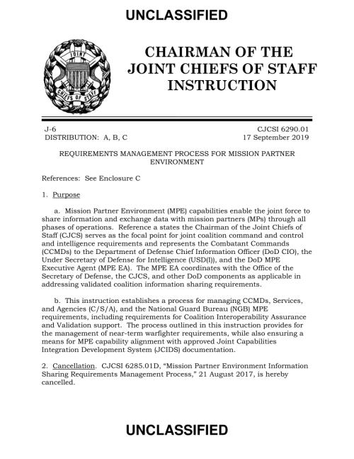 CJCSI 6290.01  使命伙伴环境的需求管理程序.pdf