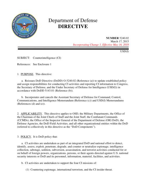 DoDD 5240.02 反间谍（CI）.pdf