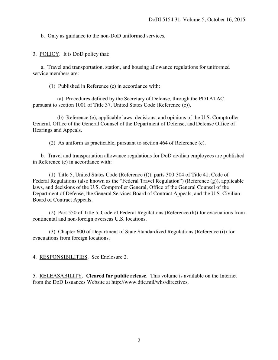 DoDI 5154.31 Volume 5 商务旅行管理：每日津贴、旅行和交通津贴委员会（PDTATAC）.pdf_第2页
