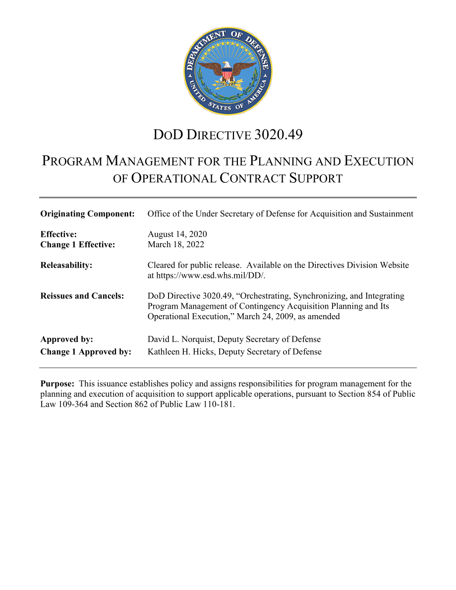 DoDD 3020.49 运营合同支持计划和执行的计划管理.pdf_第1页