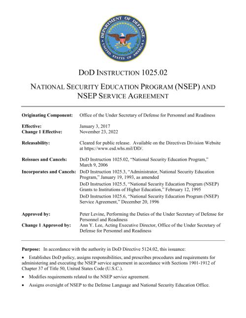 DoDI 1025.02 国家安全教育计划（NSEP）和NSEP服务协议.pdf