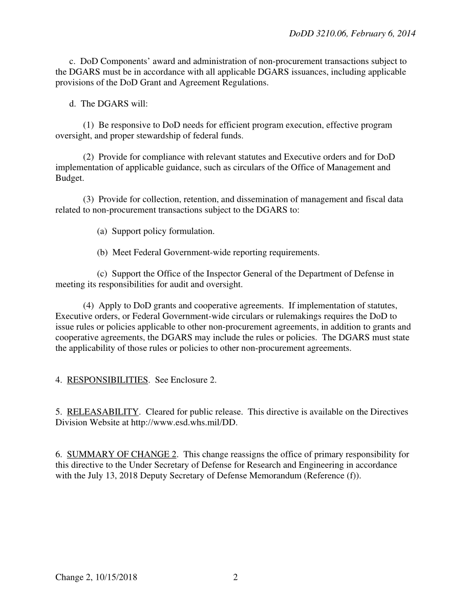 DoDD 3210.06 国防拨款和协议监管系统（DGARS）.pdf_第2页