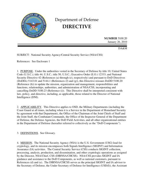 DoDD 5100.20 国家安全局中央安全局（NSACSS）.pdf