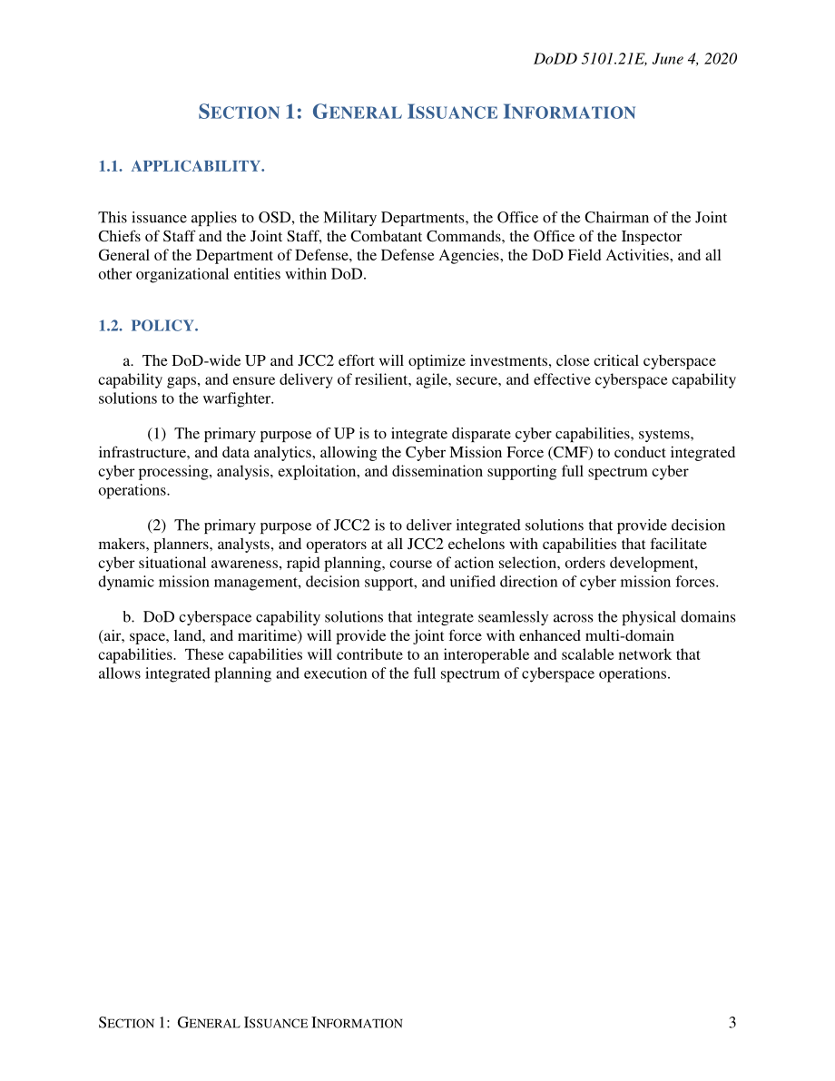 DoDD 5101.21E 国防部统一平台和联合网络指挥与控制执行代理（JCC2）.pdf_第3页