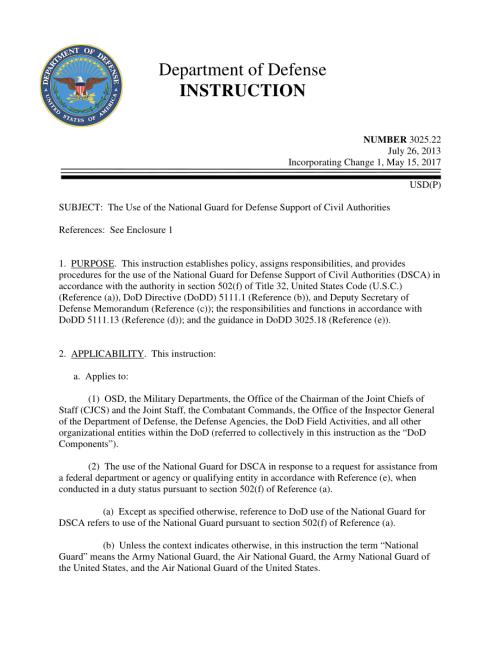 DoDI 3025.22 国民警卫队用于民事当局的国防支持.pdf
