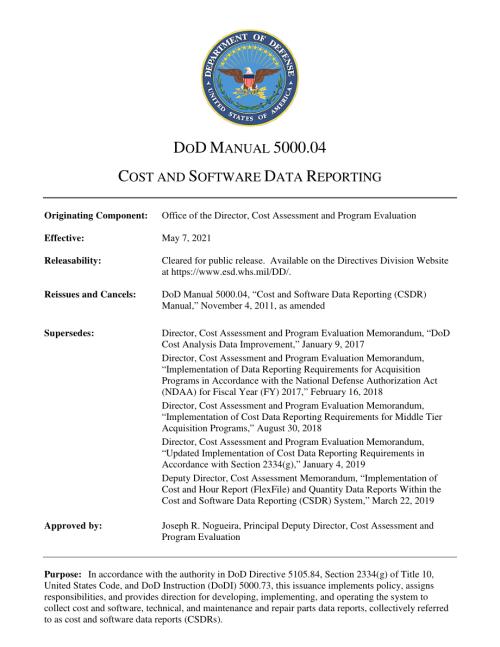 DoDM 5000.04 成本和软件数据报告.pdf