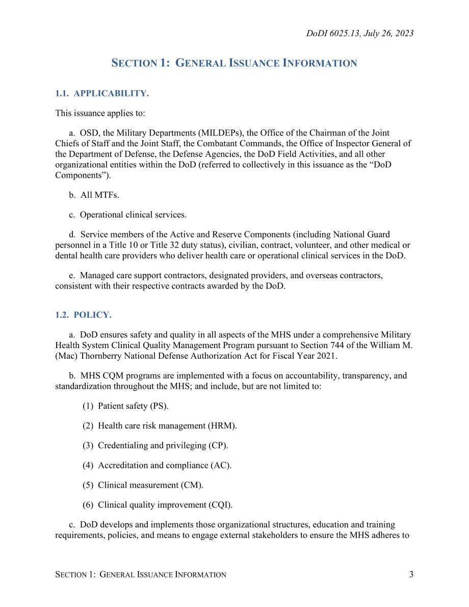 DoDI 6025.13 军队卫生系统的医疗质量保障与临床质量管理.pdf_第3页