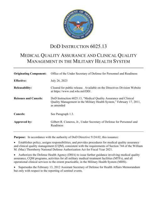 DoDI 6025.13 军队卫生系统的医疗质量保障与临床质量管理.pdf