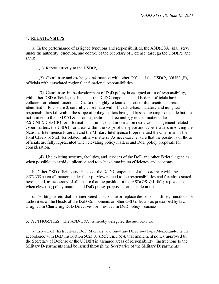 DoDD 5111.18 国防部全球战略事务助理部长（ASD（GSA））.pdf_第2页