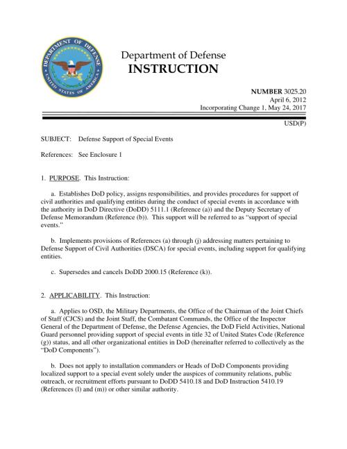 DoDI 3025.20 特殊事件的防御支持.pdf