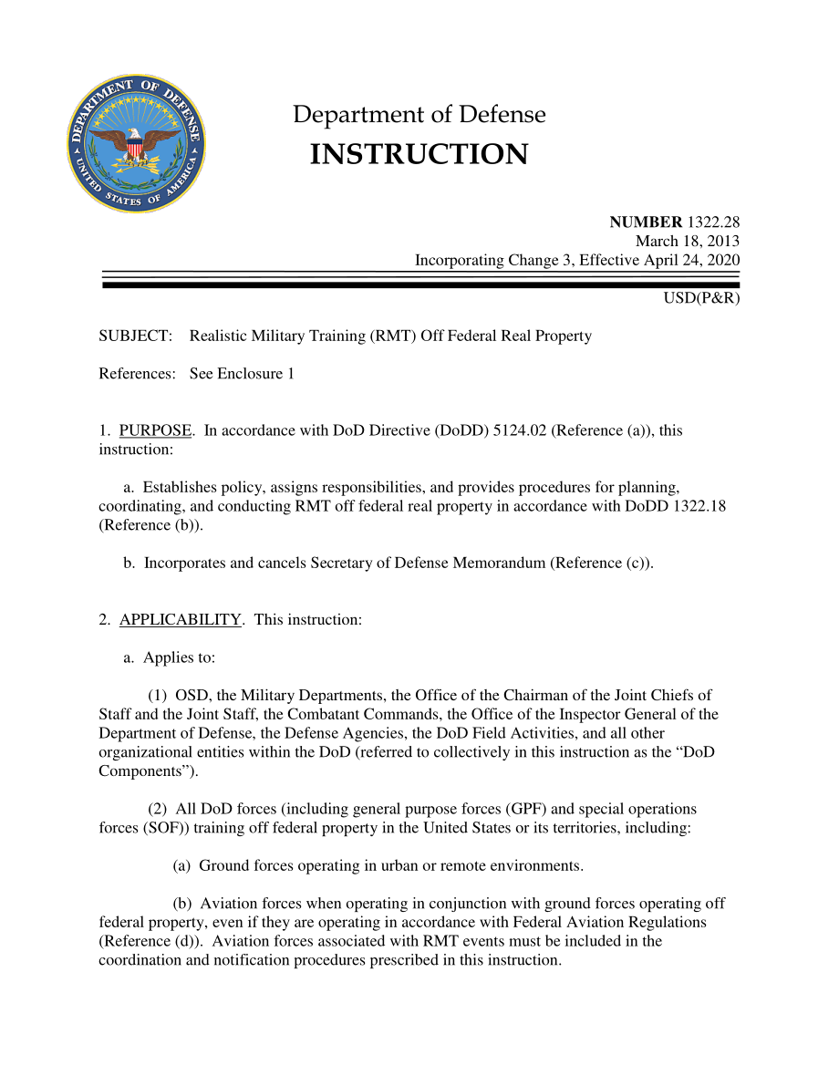 DoDI 1322.28 联邦房地产的现实军事训练（RMT）.pdf_第1页