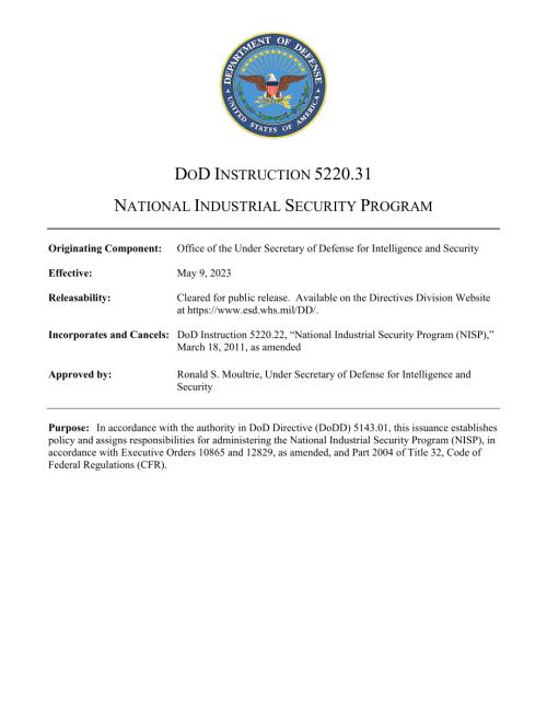 DoDI 5220.31 国家工业安全计划.pdf