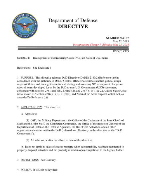 DoDD 2140.02 美国商品销售非经常性成本（NC）的回收.pdf