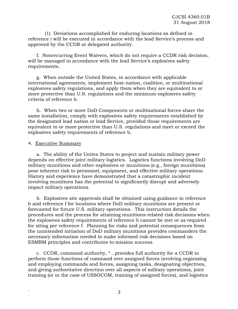 CJCSI 4360.01B 联合作战规划、训练和执行中的爆炸物安全和弹药风险管理.pdf_第3页