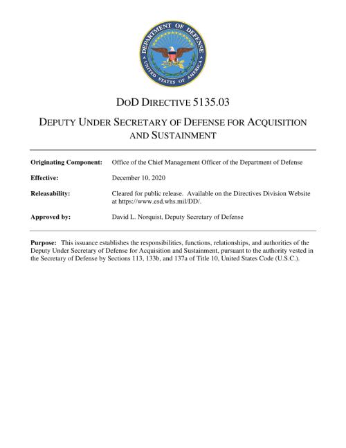 DoDD 5135.03 负责采购和维护的国防部副部长.pdf