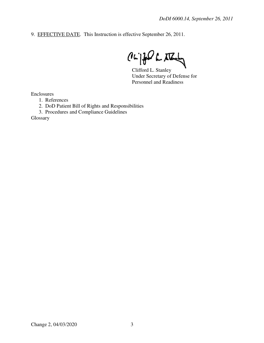 DoDI 6000.14 军事卫生系统（MHS）中的国防部患者权利和责任法案.pdf_第3页