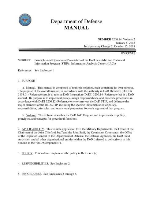 DoDM 3200.14 Volume 2 国防部科学技术信息计划（STIP）的原则和操作参数：信息分析中心（LACS）.pdf