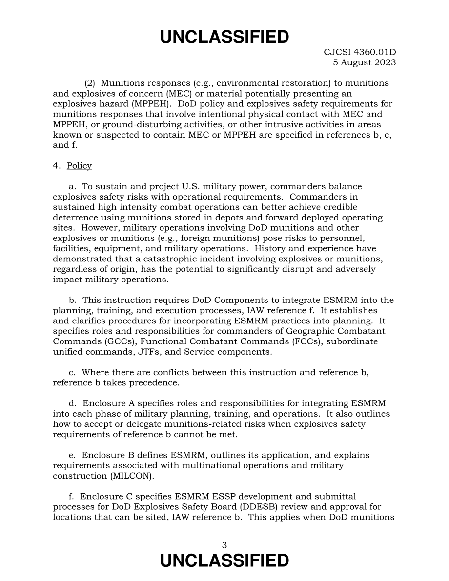 CJCSI 4360.01D 爆炸物安全和弹药风险管理用于行动规划、培训和执行.pdf_第3页