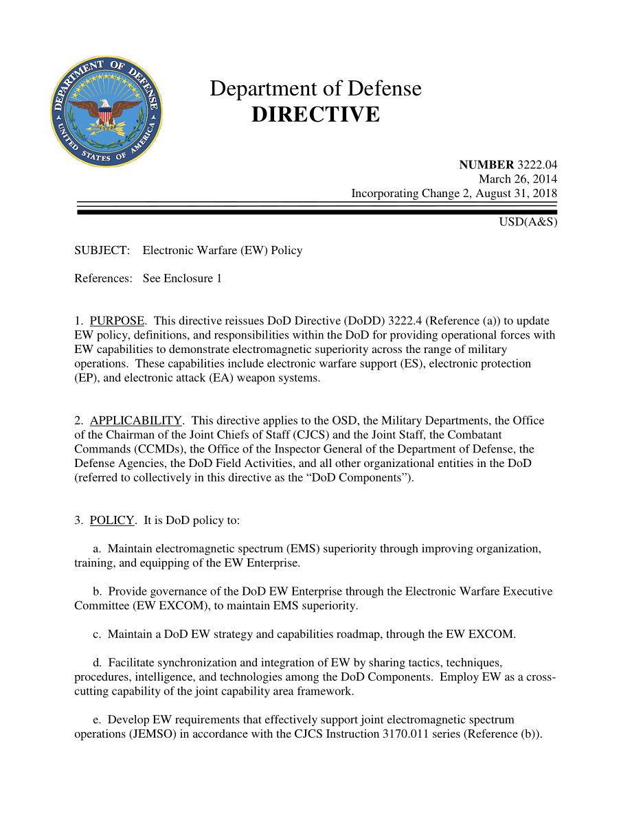 DoDD 3222.04 电子战（EW）政策.pdf_第1页