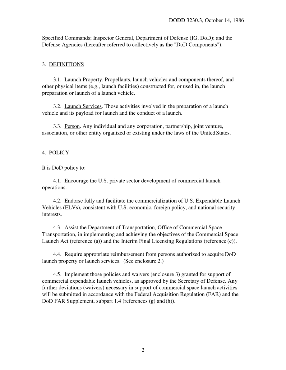 DoDD 3230.3 国防部支持商业太空发射活动.pdf_第2页
