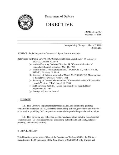 DoDD 3230.3 国防部支持商业太空发射活动.pdf