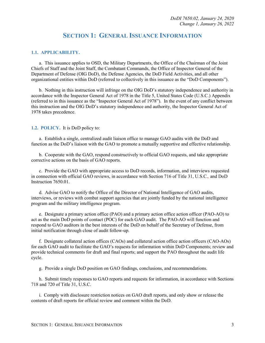 DoDI 7650.02 与政府问责局（GAO）就GAO审计进行接触.pdf_第3页