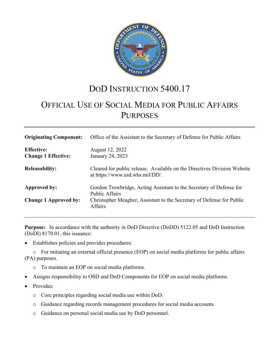 DoDI 5400.17 社交媒体在公共事务中的官方使用.pdf_第1页