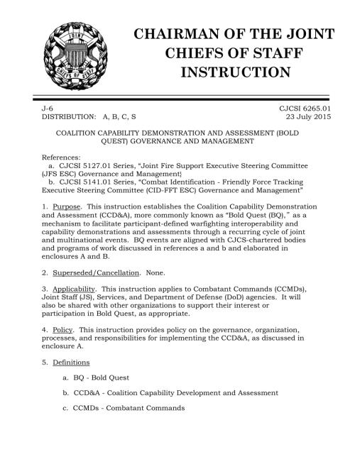 CJCSI 6265.01  联盟能力演示和评估(大胆探索)治理和管理.pdf