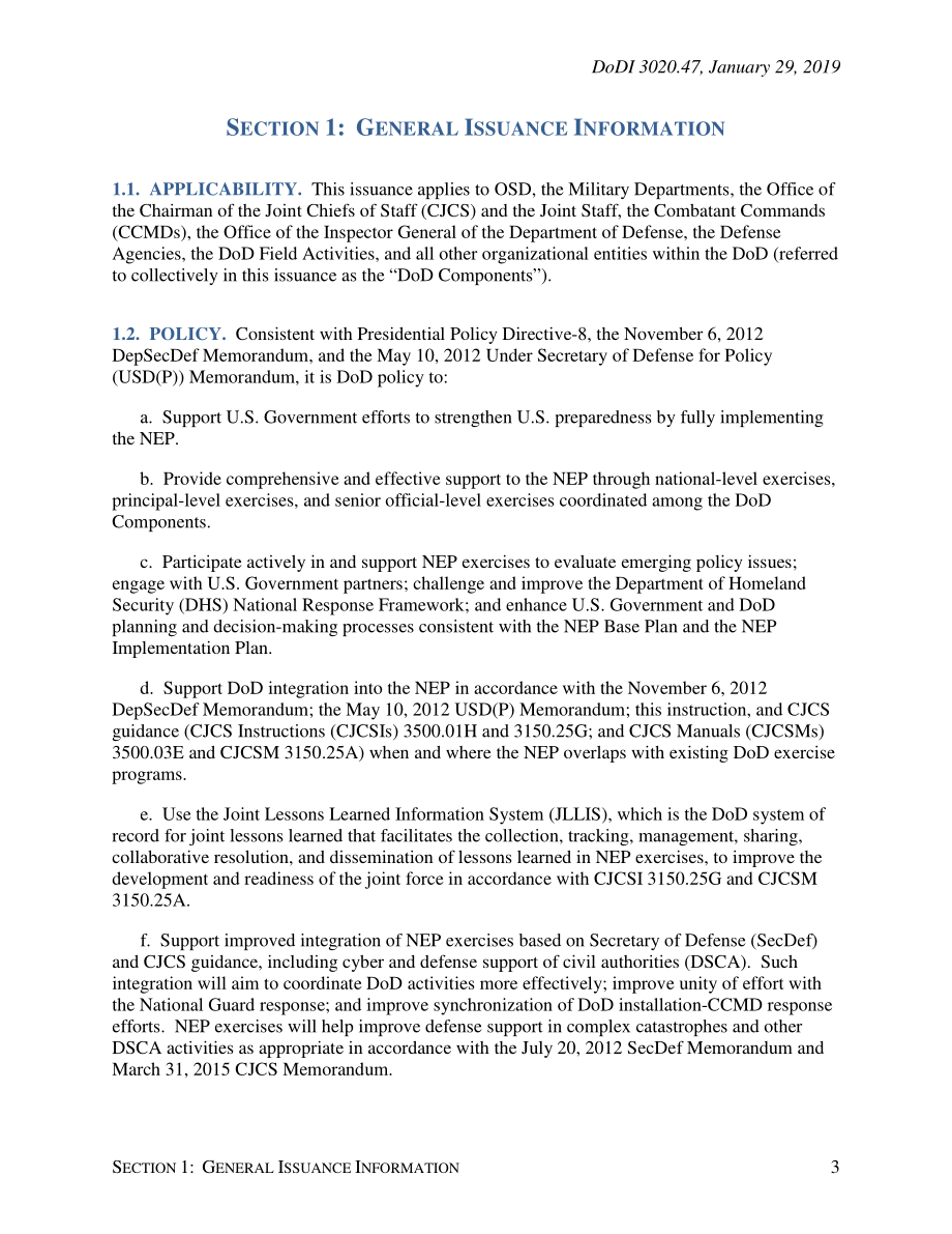 DoDI 3020.47 国防部参与国家演习计划（NEP）.pdf_第3页